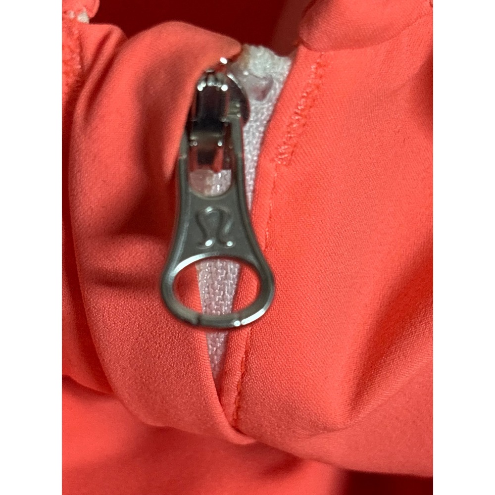 Lululemon Hooded Windbreaker Jacket Neon Coral Orange Full Zip Running Coat Sz 6 - Picture 6 of 6